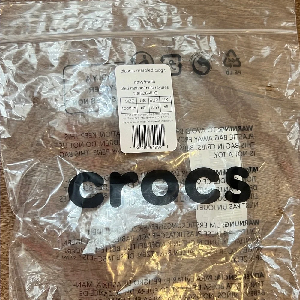 CROCS Kids Marbled Navy & Teal Blue c5